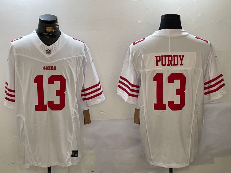 Men San Francisco 49ers #13 Purdy White Three generations 2024 Nike Vapor Limited NFL Jersey style 1